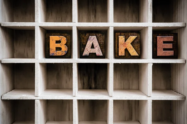 Bake Concept Wooden Letterpress Type in Draw — 스톡 사진