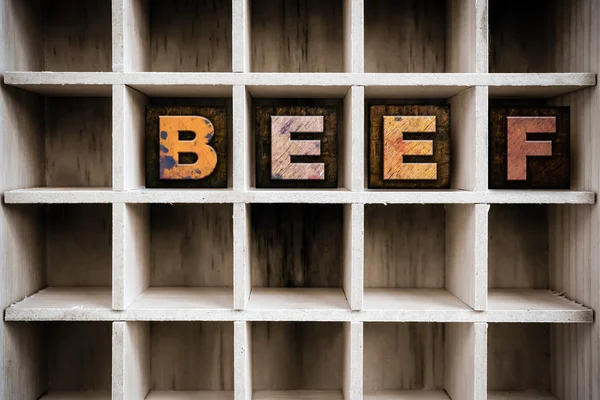 Beef Concept Wooden Letterpress Type in Draw — Stockfoto