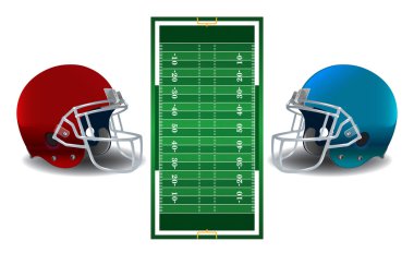 Amerikan futbol kask ve alan illüstrasyon