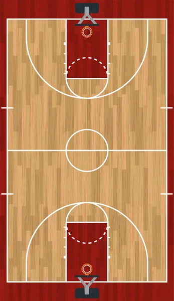 Realistische verticale basketbalveld illustratie — Stockvector
