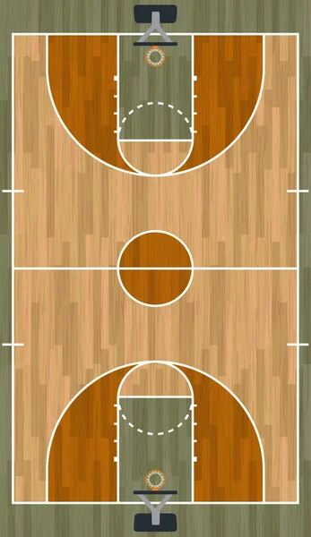 現実的な垂直バスケット ボール コート図 — ストックベクタ