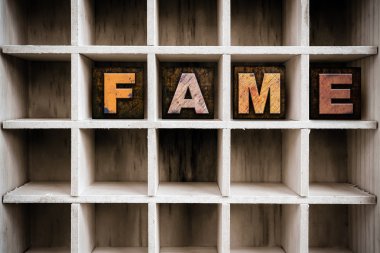 Fame Concept Wooden Letterpress Type in Draw
