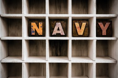 Navy Concept Wooden Letterpress Type in Drawer