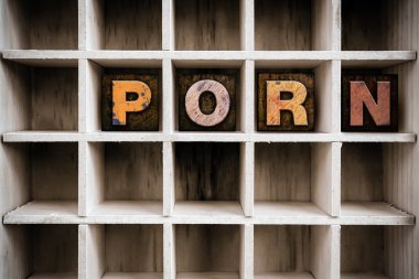 Porn Concept Wooden Letterpress Type in Drawer