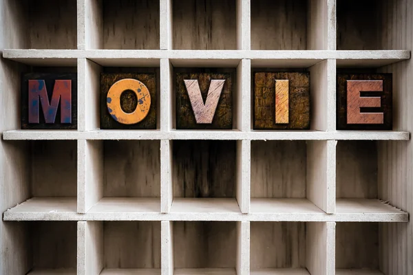 Movie Concept Wooden Letterpress Type in Drawer — Stock Photo, Image