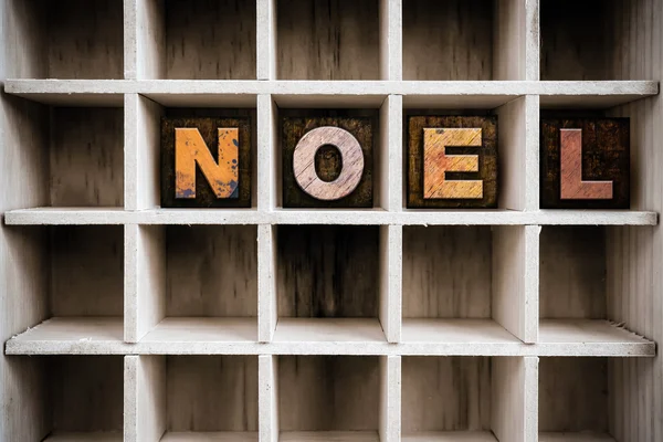 Noel Concept Wooden Letterpress Type in Drawer — Stockfoto