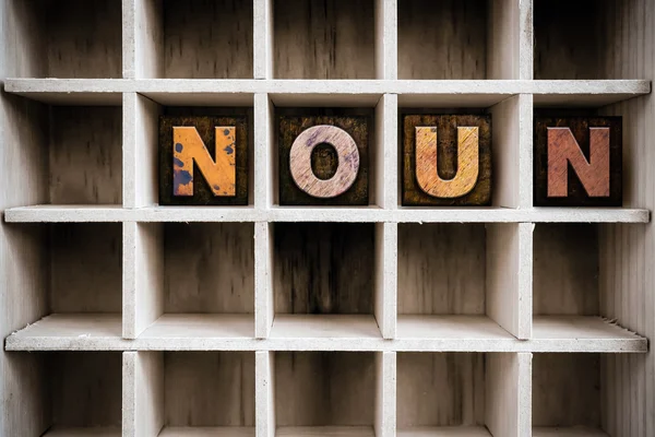 Noun Concept Wooden Letterpress Type in Drawer — Φωτογραφία Αρχείου