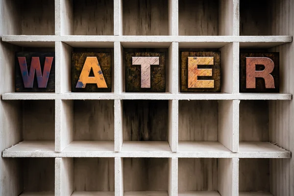 Water Concept Wooden Letterpress Type in Drawer — ストック写真