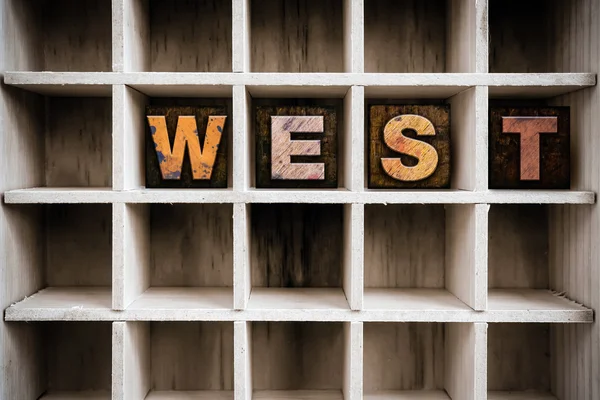 Західна концепція Тип дерев'яної літери в ящику — стокове фото