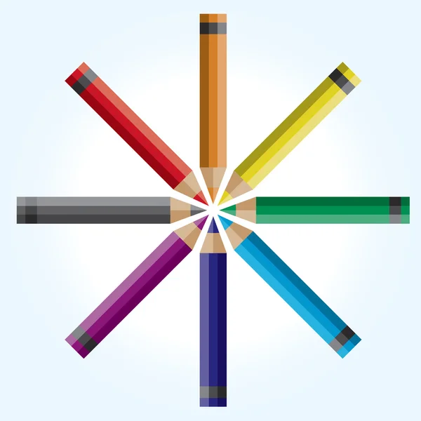 Wiel van kleurpotloden illustratie — Stockvector