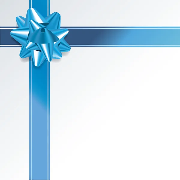 Geschenk achtergrond met blauwe Bow en lint — Stockvector