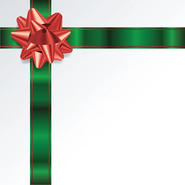 Kerstmis achtergrond met rode en groene Bow en lint — Stockvector