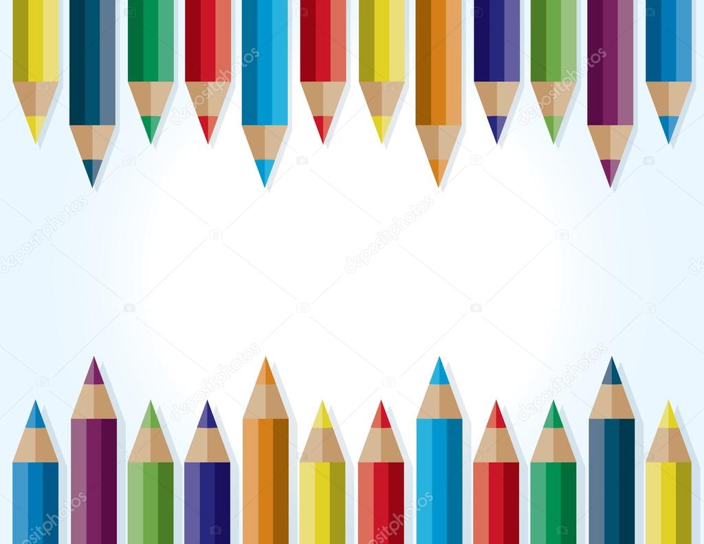Colored Pencils Border Background Illustration