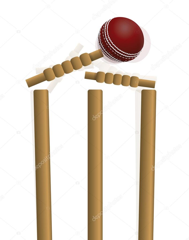 Cricket Ball Hitting the Wicket Illustration