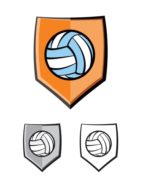 Iconos del emblema del escudo de voleibol Ilustración — Archivo Imágenes Vectoriales