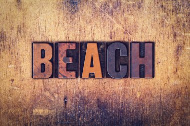 Beach kavramı ahşap Letterpress türü