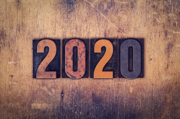 2020 Concept Wooden Letterpress Type — Stock Photo, Image