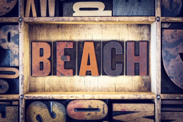 Concetto di spiaggia Letterpress Tipo — Foto Stock
