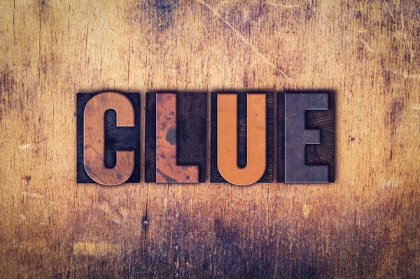 Clue Concept Legno Letterpress Tipo — Foto Stock