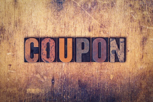 Coupon Concept Wooden Letterpress Type — Stock Photo, Image