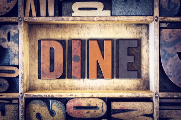 Dine Concept Letterpress Type — Stock Photo, Image