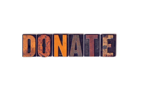 Donate Concept Isolated Letterpress Type — Stock Photo, Image