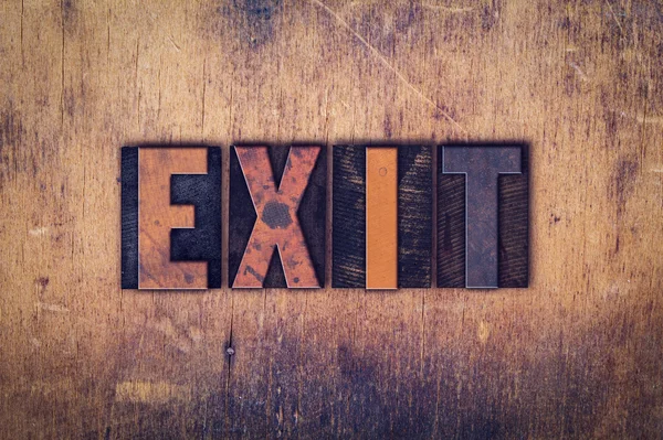 Exit Concept Wooden Letterpress Type — Stock Photo, Image