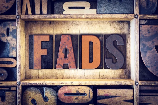 Fads kavramı Letterpress türü — Stok fotoğraf