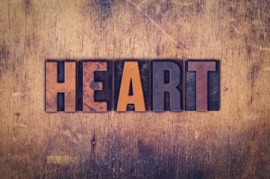 Kalp kavramı ahşap Letterpress türü