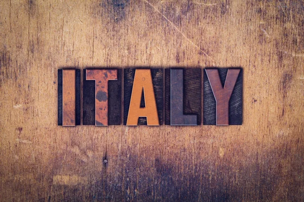 Italia Concetto Legno Letterpress Tipo — Foto Stock