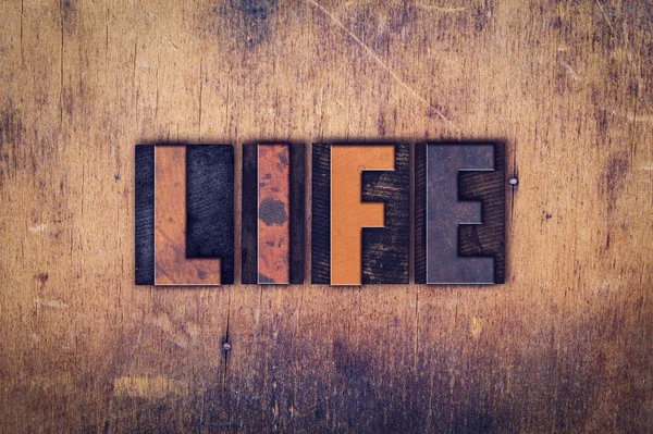 Концепція життя Тип дерев'яної літери — стокове фото