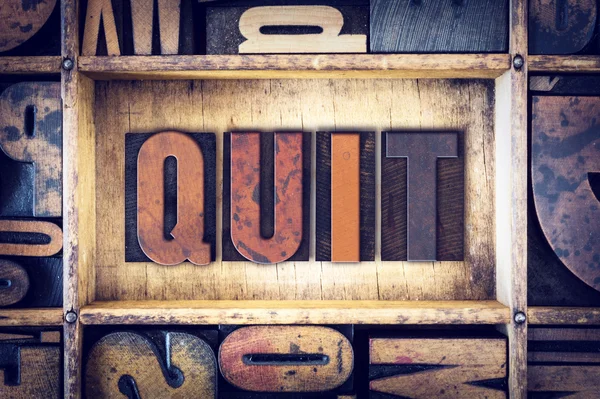 Quit Concept Letterpress Type — Stock Photo, Image