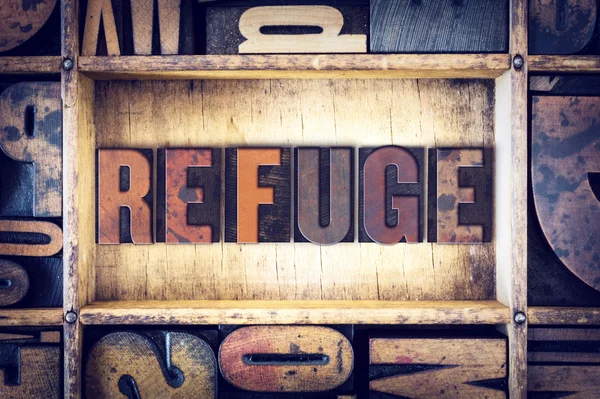 Refuge Concept Letterpress Type — Stock Photo, Image