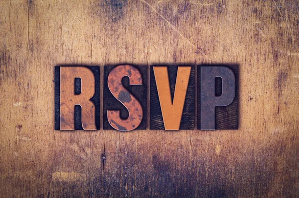 RSVP Concept Wooden Letterpress Type — Stock Photo, Image