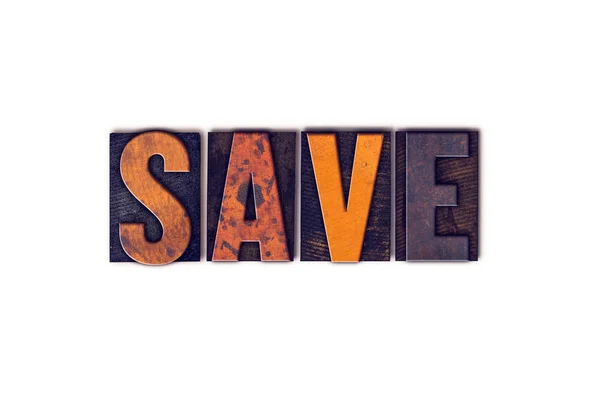 Save Concept Isolated Letterpress Type — Stock Photo, Image