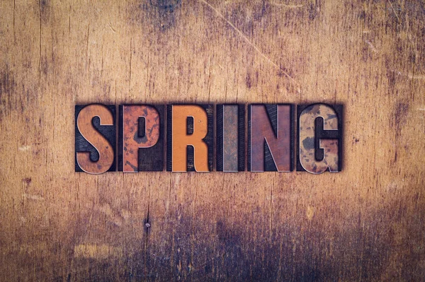 Spring Concept Wooden Letterpress Type — Stock Photo, Image