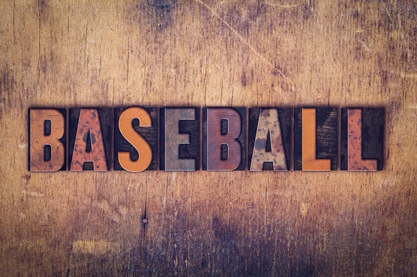 Baseball Concetto Legno Letterpress Tipo — Foto Stock