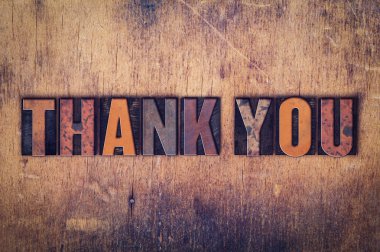 Teşekkür ederim kavramı ahşap Letterpress türü