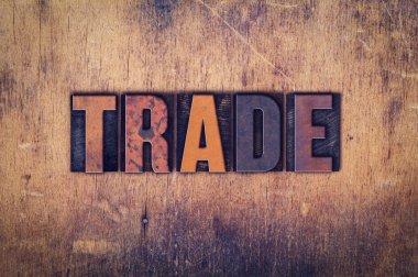 Ticaret kavramı ahşap Letterpress türü