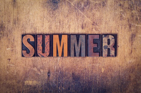 Καλοκαίρι έννοια ξύλινα Letterpress τύπου — Φωτογραφία Αρχείου