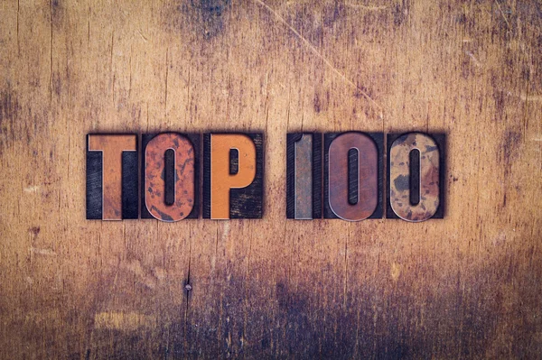 Top 100 Conceito de madeira Tipo Letterpress — Fotografia de Stock