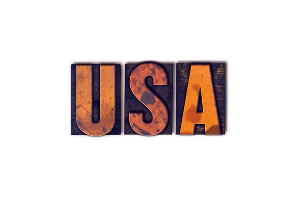 USA Concept Isolated Letterpress Type — Stock Photo, Image