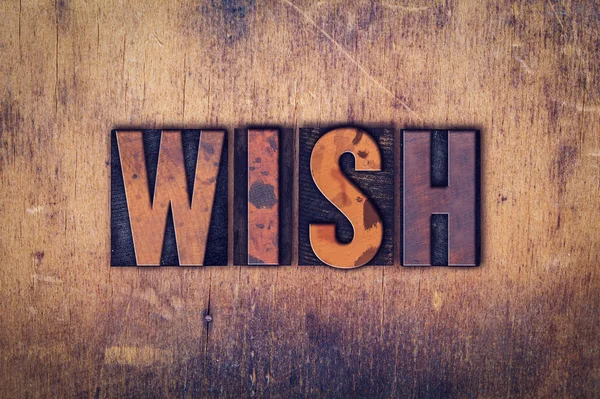 Wish Concept Wooden Letterpress Type — Stock Photo, Image