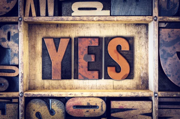 Yes Concept Letterpress Type — Stock Photo, Image