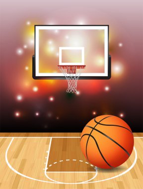 Basketball Court Ball and Hoop Illustration clipart