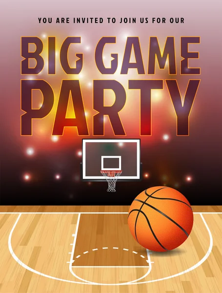 Pallacanestro Big Game Party Illustrazione — Vettoriale Stock