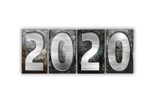 2020 konceptet isolerade metall boktryck typ — Stockfoto