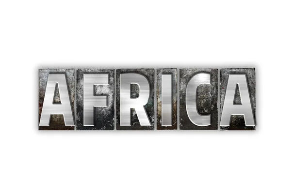 Africa Concetto Metallo isolato Letterpress Tipo — Foto Stock