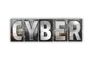 Metal Letterpress türü izole Cyber kavramı