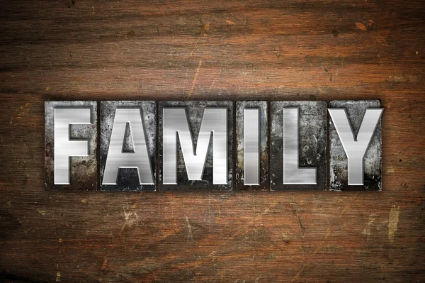 Family Concept Metal Letterpress Tipo — Foto Stock